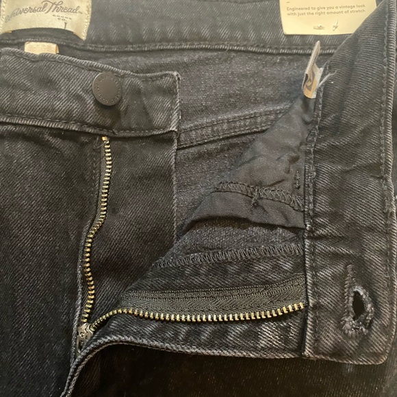 Women's High-Rise Flare Jeans - Universal Thread Black Wash 12 Short - Picture 2 of 8